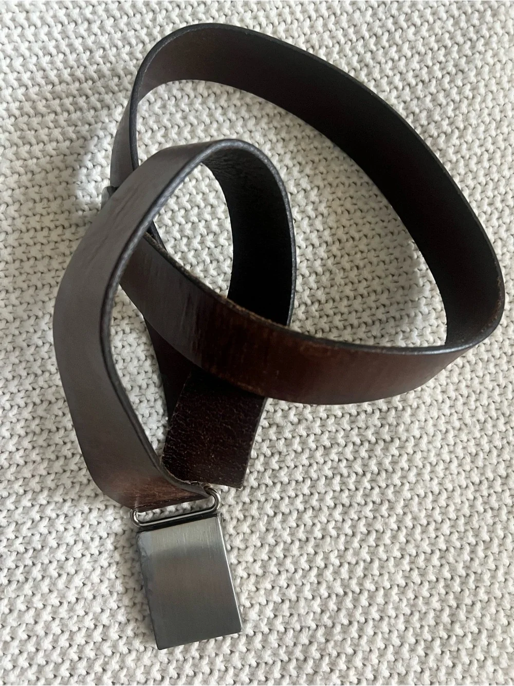 Brown Leather Men's Belt with Brushed Metal Buckle vintage Banana Republic